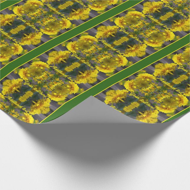 Yellow Flowers In Sunshine Personalised Wrapping Paper (Corner)