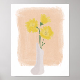 Yellow Flowers in Vase Hand Drawn Art B Poster