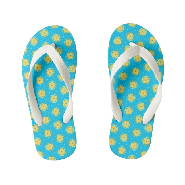 Yellow Flowers Kid's Flip Flops (Footbed)