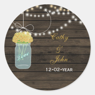 yellow flowers mason jar wedding favour stickers