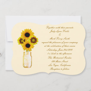Yellow Flowers Mason Jar Wedding Invitation