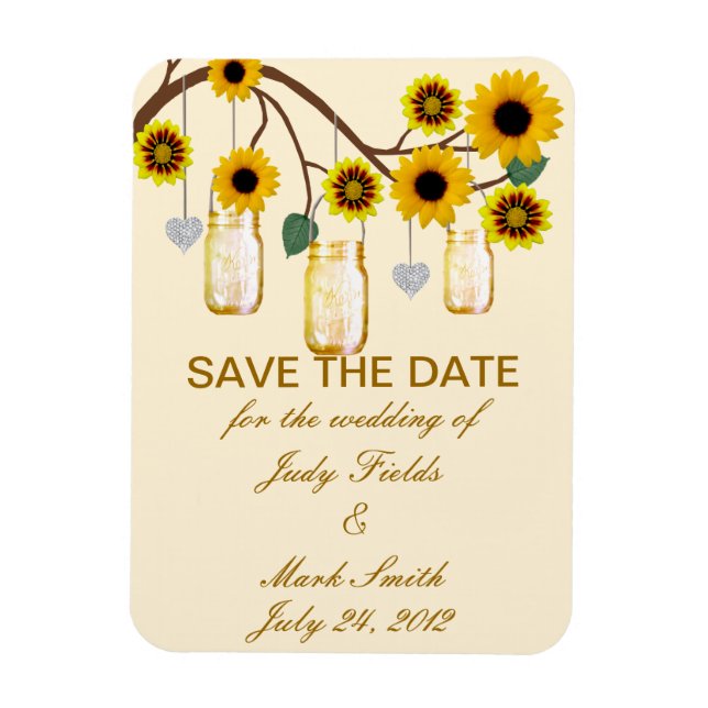 Yellow Flowers Mason Jars Save The Date Magnet (Vertical)
