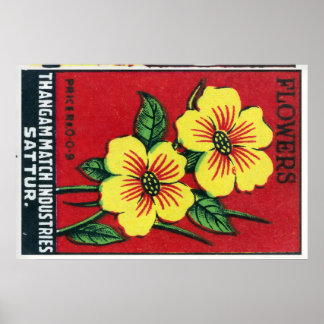 Yellow Flowers - Matchbox Print - India Wall Art