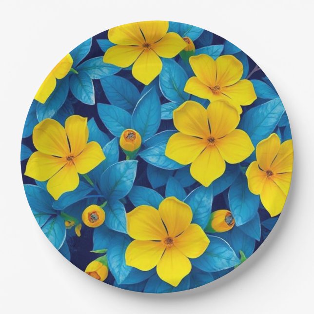 Yellow Flowers-Mediterranean Paper Plate (Front)