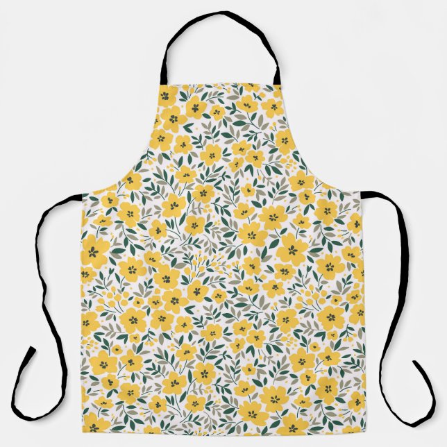 Yellow flowers: modern floral seamless. apron (Front)
