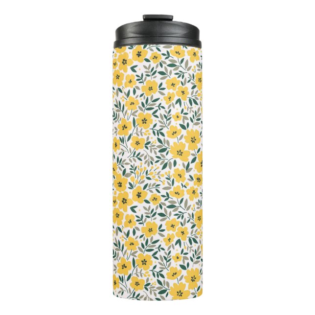 Yellow flowers: modern floral seamless. thermal tumbler (Front)
