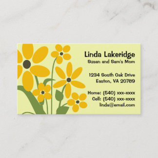Yellow Flowers Mummy Contact  Info Card