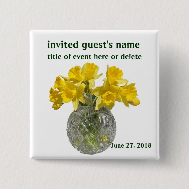 Yellow Flowers Name Tag 15 Cm Square Badge (Front)