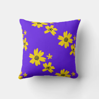 yellow flowers of various scattered solid purple cushion