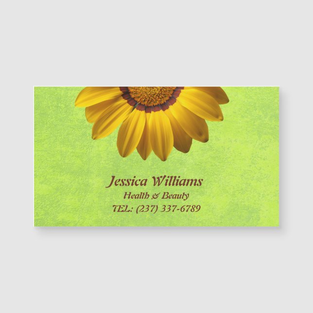 Yellow Flowers on Abstract Green Monogram (Front)