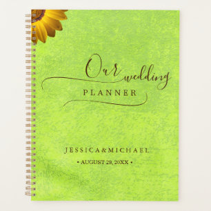 Yellow Flowers on Abstract Green Wedding Planner
