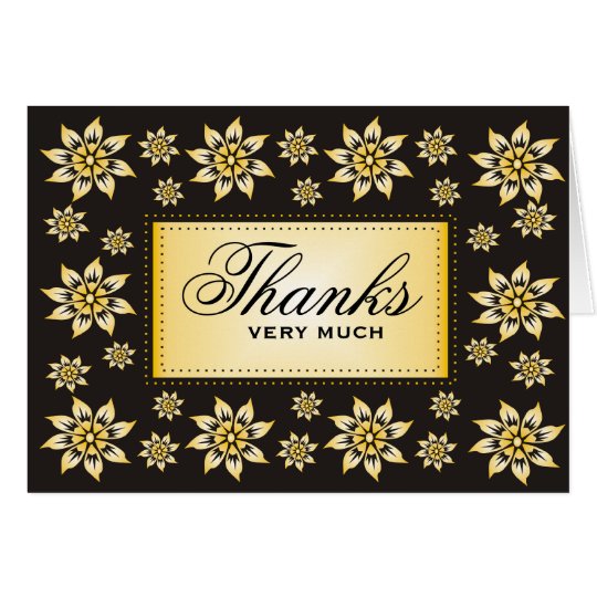 Yellow Flowers On Black Elegant Thank You Cards