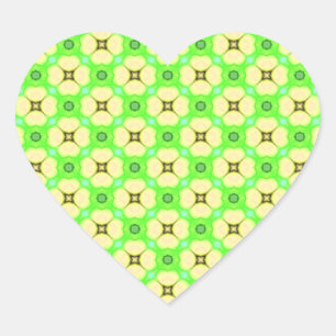 Yellow flowers on green heart sticker
