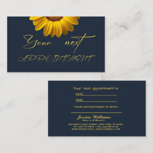 Yellow Flowers on Navy Blue background Monogram Appointment Card