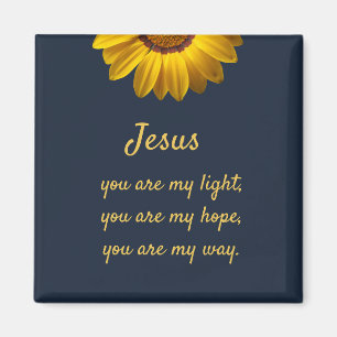 Yellow Flowers on Navy Blue background Monogram  Magnet