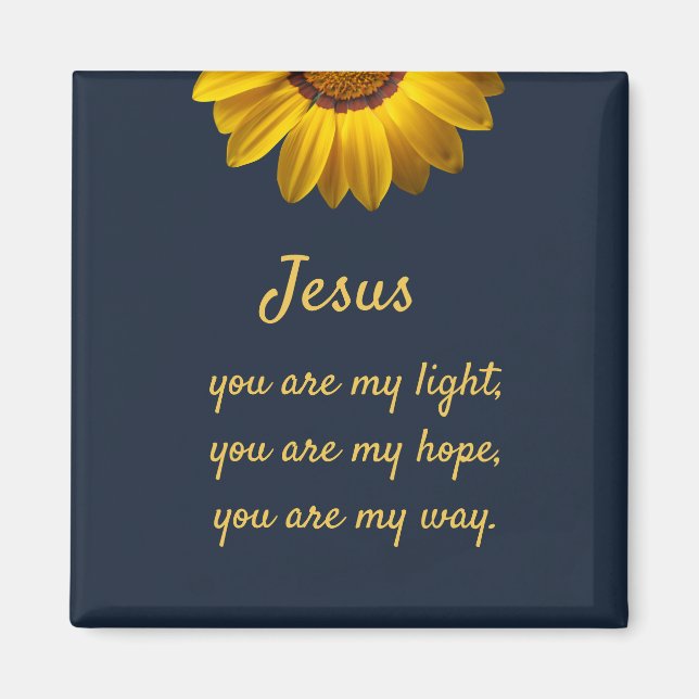 Yellow Flowers on Navy Blue background Monogram  Magnet (Front)