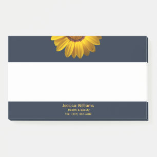 Yellow Flowers on Navy Blue background Monogram Post-it Notes