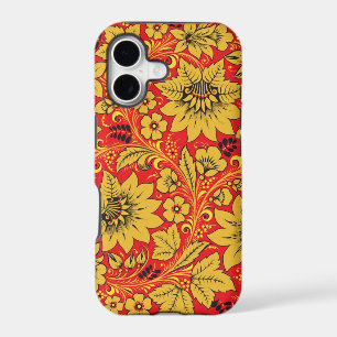 Yellow flowers on red khokhloma iphone 5/5S case