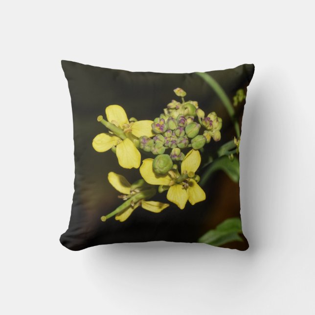 Yellow Flowers on Throw Pillow (Front)
