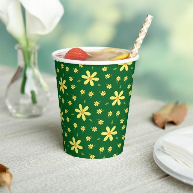 Yellow flowers paper cups (Insitu)