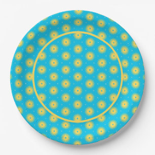 Yellow Flowers Paper Plate