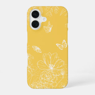 Yellow Flowers Pattern, Floral, Minimalist iPhone 16 Case