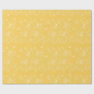 Yellow Flowers Pattern, Floral, Minimalist Wrapping Paper