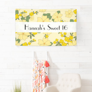 Yellow Flowers, Pattern Of Flowers, Sweet 16 Banner