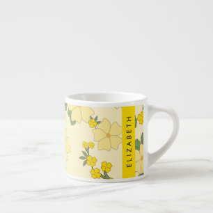 Yellow Flowers, Pattern Of Flowers, Your Name Espresso Cup