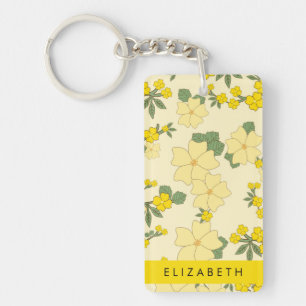 Yellow Flowers, Pattern Of Flowers, Your Name Key Ring