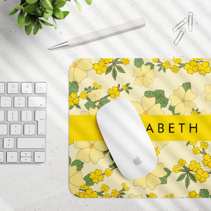 Yellow Flowers, Pattern Of Flowers, Your Name Mouse Mat