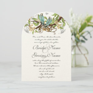 Yellow Flowers Pool Blue Birds Wedding Invite