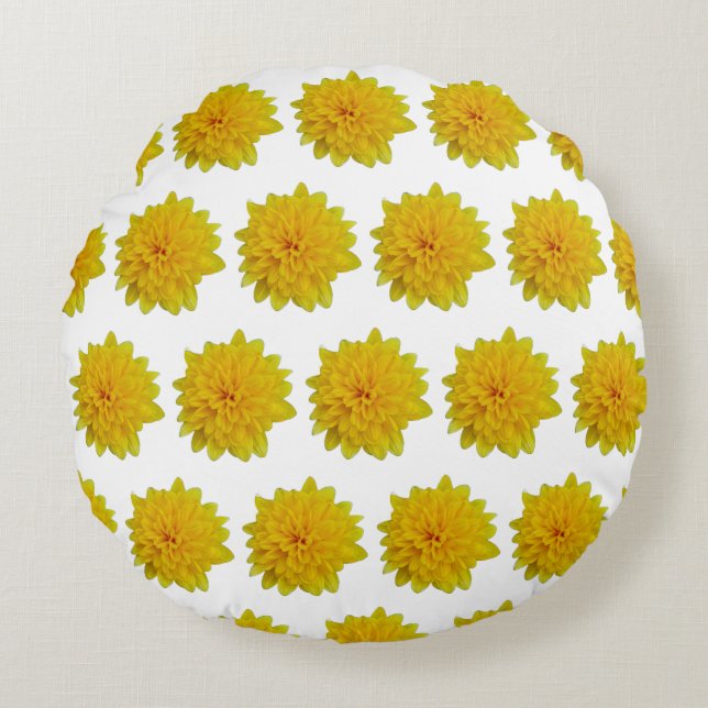 Yellow flowers round cushion (Front)