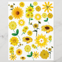 Yellow Flowers Scrapbook Paper Sheet