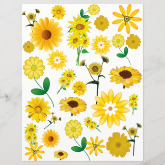 Yellow Flowers Scrapbook Paper Sheet