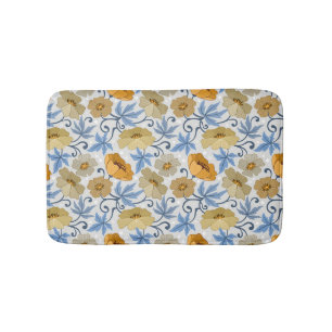 Yellow Flowers: Seamless Textile Design Bath Mat