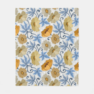 Yellow Flowers: Seamless Textile Design Fleece Blanket