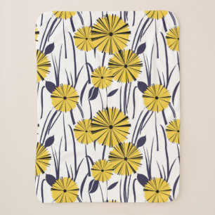 Yellow flowers sherpa blanket
