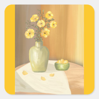 YEllow flowers Square Sticker