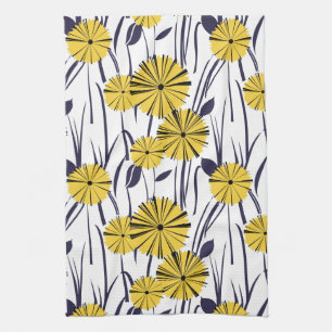 Yellow flowers tea towel