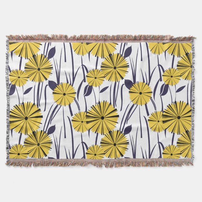 Yellow flowers throw blanket (Front)