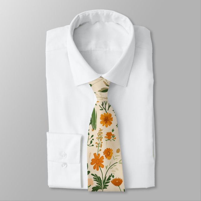 Yellow Flowers Tie (Tied)
