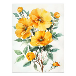 Yellow Flowers Watercolor Photo Print