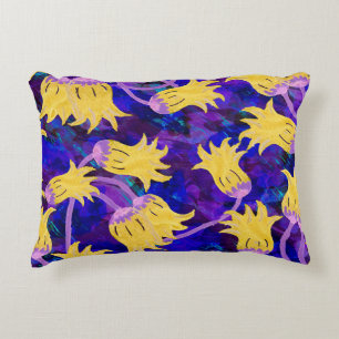 Yellow flowers watercolor seamless pattern decorative cushion