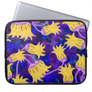 Yellow flowers watercolor seamless pattern laptop sleeve