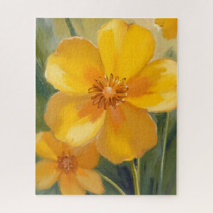Yellow Flowers Watercolor Spring Blooms Painted Jigsaw Puzzle