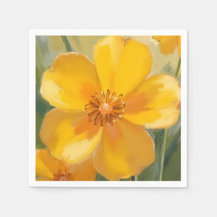 Yellow Flowers Watercolor Spring Painting Floral Napkin