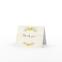 Yellow Flowers Watercolor Thank You Card
