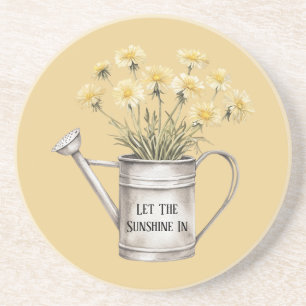 Yellow Flowers Watering Can Let The Sunshine In Coaster