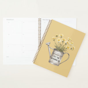 Yellow Flowers Watering Can Let The Sunshine In Planner